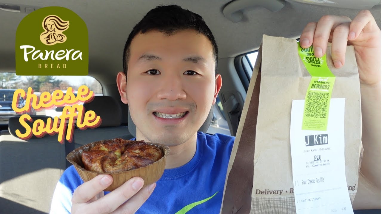 Trying Panera Bread Four Cheese Souffle - YouTube