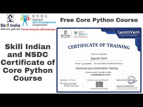 Python Certification Course | Core Python Course with Skill India & NSDC Certificate | JKR Updates