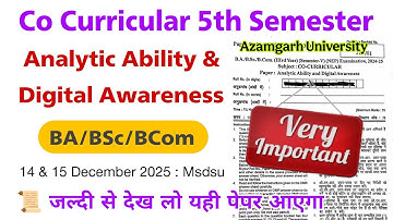 ba /bsc /bcom 5th semester co curricular analytic ability and digital awareness | msdsu azamgarh 