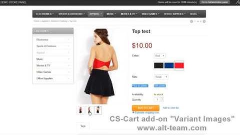 CS-Cart add-on Variant Images on product page