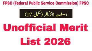 AD Unofficial Merit List by FPSC Testing Agency | Solved FPSC Testing Solved Papers | JobzMcqz