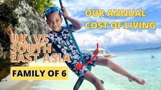 Annual cost of living for a slow travel worldschooling family - UK vs South East Asia