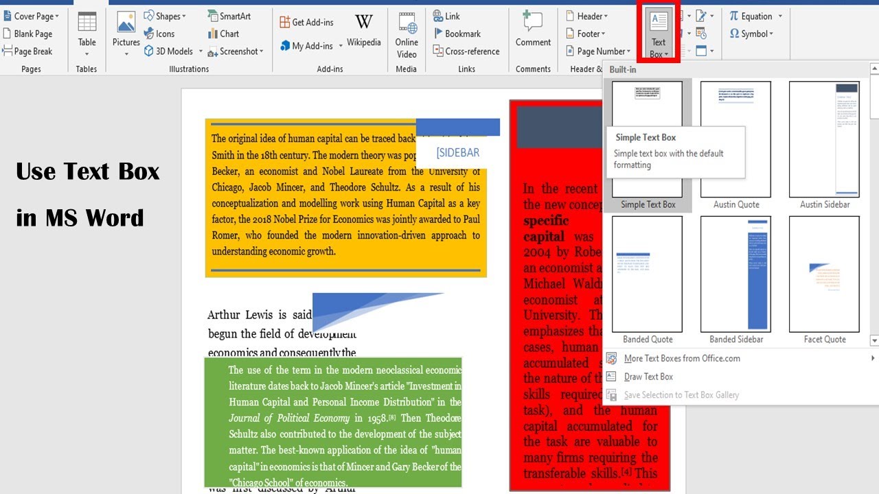 How to Use Text Box in MS Word - YouTube