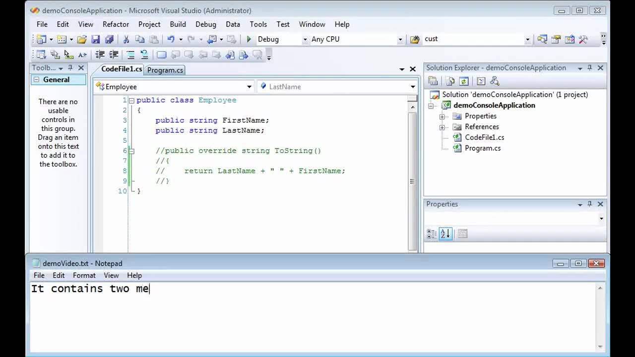 Overriding ToString method - YouTube