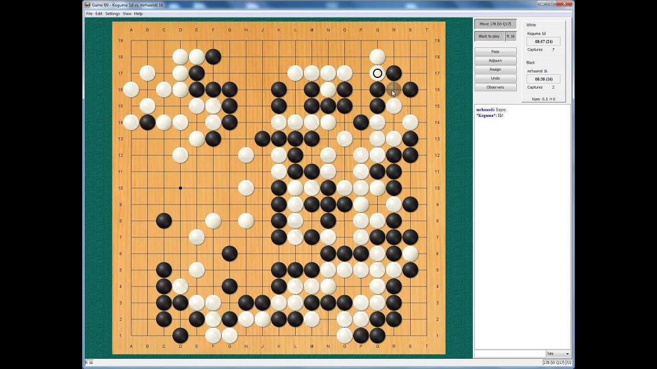 Lets play Go [mrhaandi] - IGS 1k 08