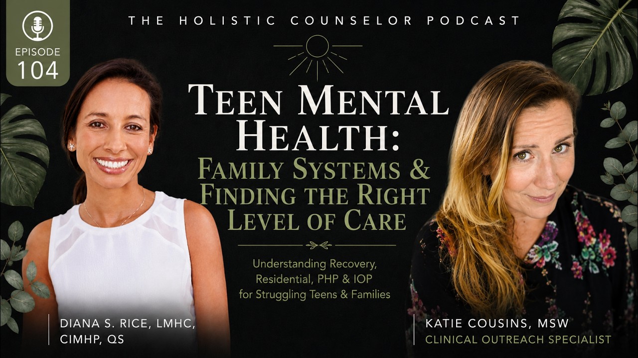 Episode 104 artwork: The Truth About Teen Recovery: Family Systems, Stigma, and Getting the Right Level of Care w/ Katie Cousins, MSW