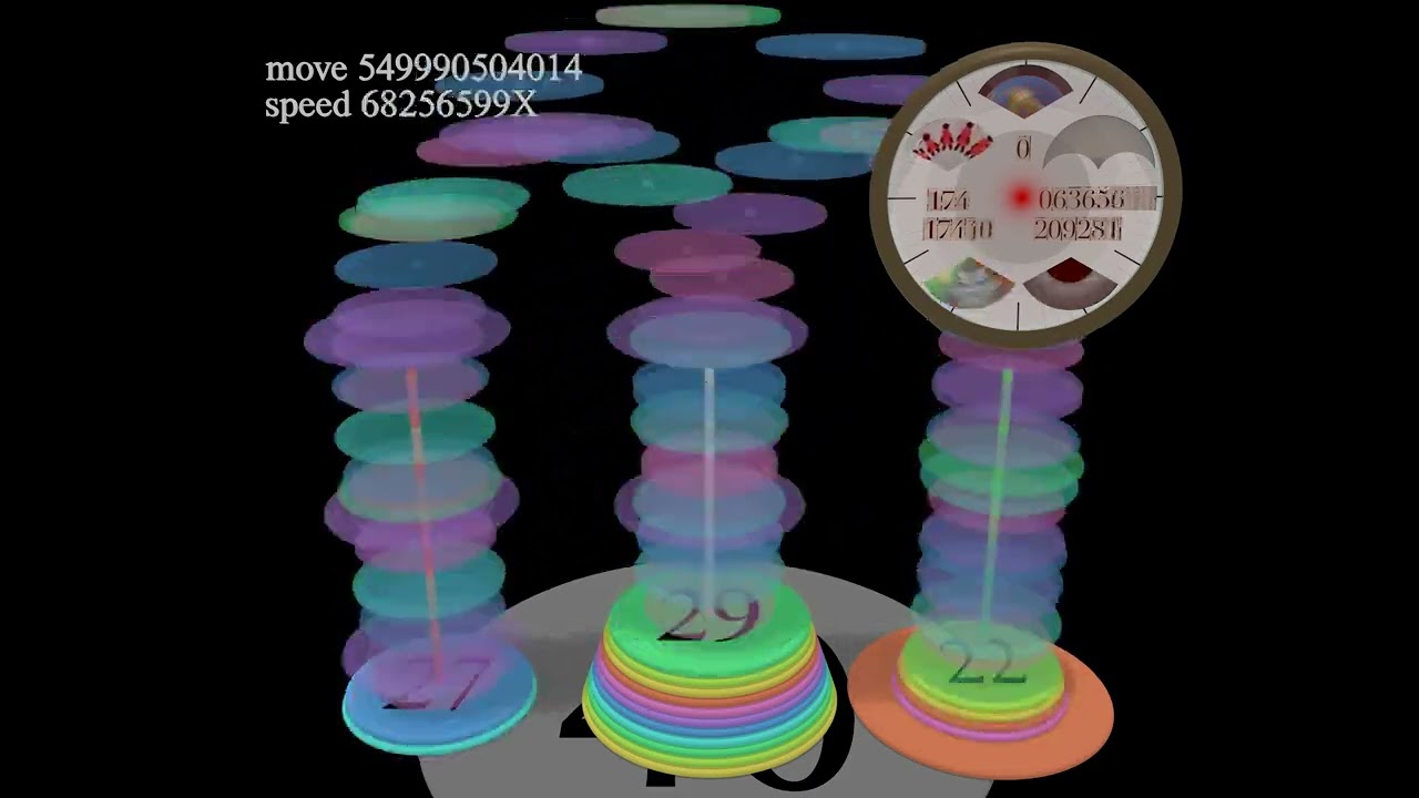 Solving 40-disc Hanoi Tower stack puzzle! (34865 Years @ 1 Move