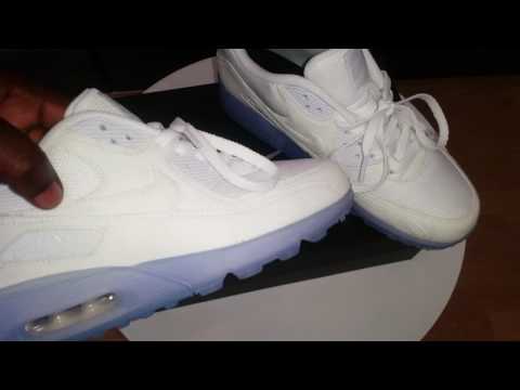 white air max with blue bottom