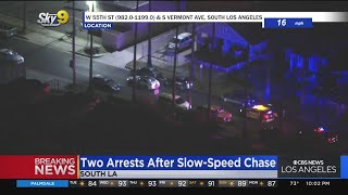 Two suspects arrested following slow-speed pursuit through South LA