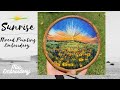 ☀️ Sunrise Flower Field Landscape Embroidery ⛰ 🌺 Thread Painting