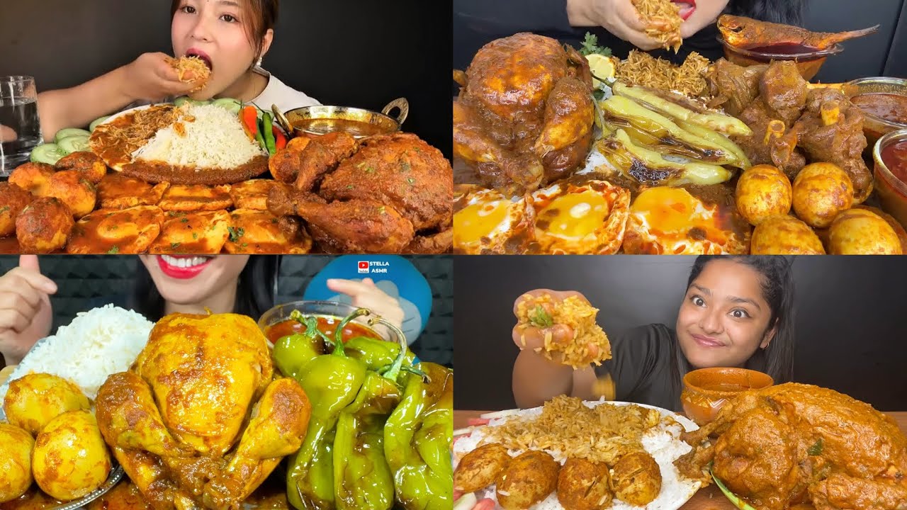 ASMR EATING LOTS OF WHOLE CHICKEN CURRY WITH WHITE RICE 😋#asmr #mukbang