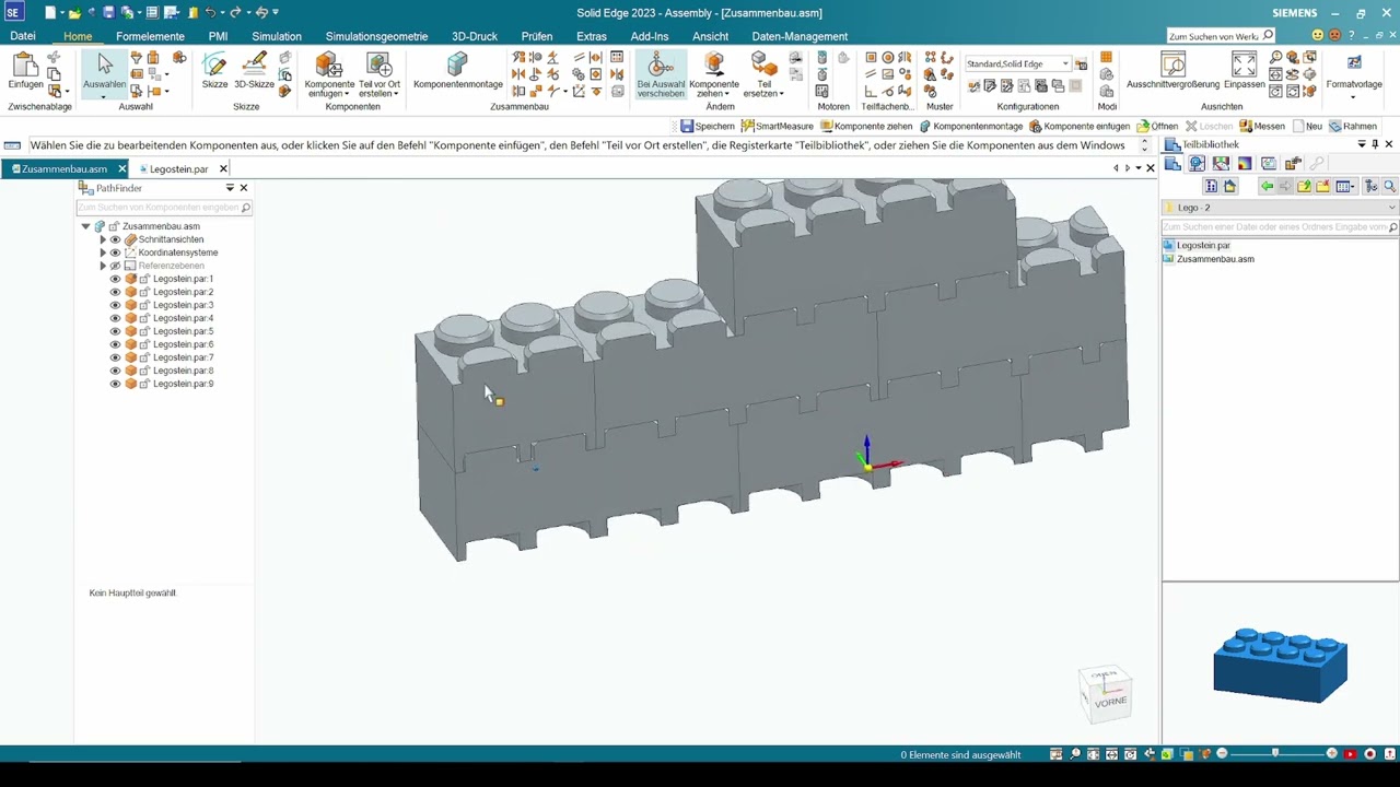 Solid Edge Community Edition Tutorial Baugruppen Legostein Teil 2