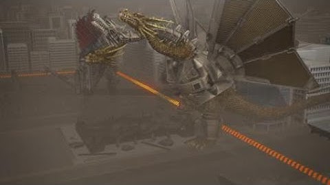 Mecha King Ghidorah vs Gigan vs Gigan clone, Gigan lives 600 sups