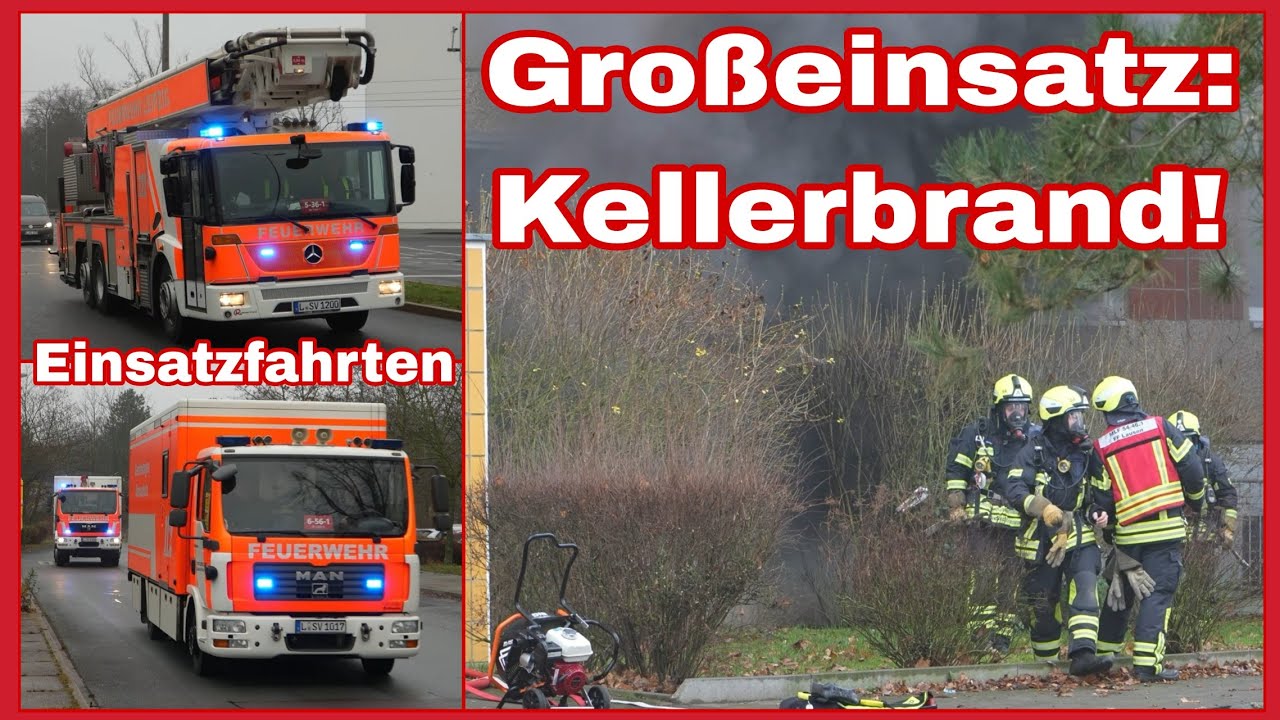 🔥Massiver KELLERBRAND wütet in Wohnblock⚠️Großeinsatz in Leipzig-Grünau⚠️Zahlreiche EINSATZFAHRTEN🚨