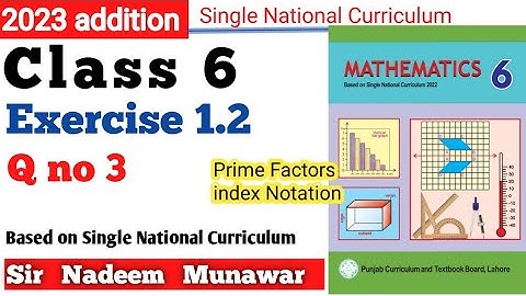 Class 6 Exercise 1.2 Q no 3 Single National Curriculum Maths SNC Maths Class 6 Prime Factors in Urdu
