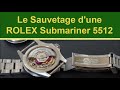 Restauration d'une ROLEX Oyster perpetual 200m Submariner 5512 pointed crown guard de 1962