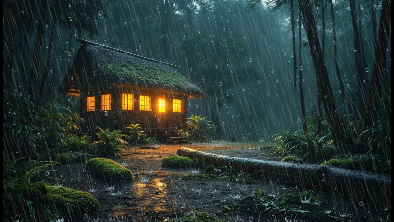Heavy Rain Sounds for Sleep | Relaxing Rain on Cabin Roof | Fall Asleep Fast