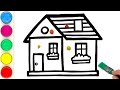 Beautiful house  picture drawing painting coloring for kids and toddlers  lets draw together