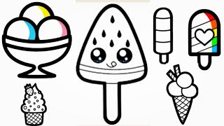 Ice Cream , How To Draw An Ice Cream , Popsicle, Rainbow Drawing , Con Ice Cream, Drawing, Coloring