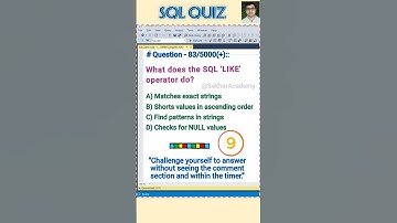 SQL Quiz 83 || #sql #mysql #interview #mcq #shorts #viralvideo #reels #databasequiz @SekharAcademy1