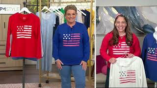 Denim &amp; Co. Active Americana Flag French Terry Sweatshirt on QVC