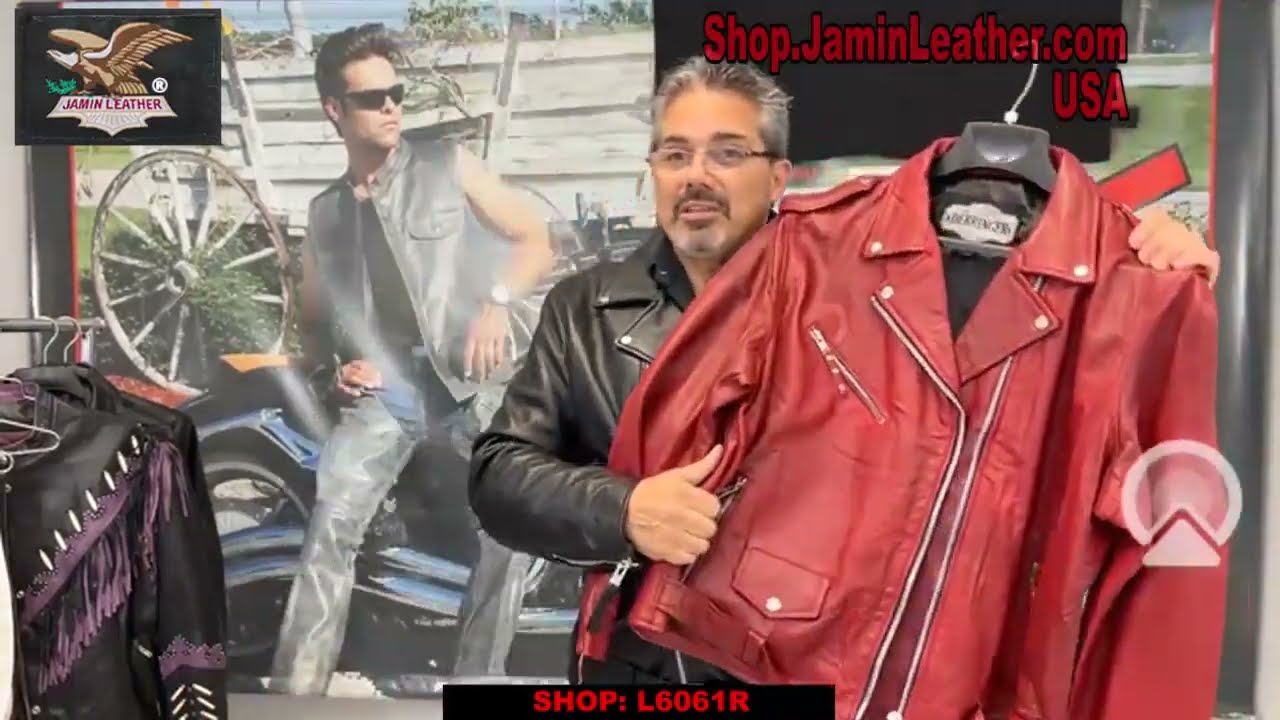 Women's Soft Red Lambskin Leather Motorcycle Jacket #L6061R