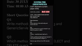 cs311 final term current paper 2026 #vu #vuexams #cs311