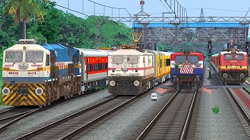 RAJDHANI OVERTAKE THREE RUNNING TRAINS | BUMPY RAILROAD | Train Simulator | Railwork | NTG GAMING