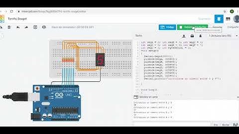 Display Led de 7 Segmentos en simulador tinkercad