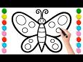 Butterfly Drawing_Painting and Coloring For Kids !