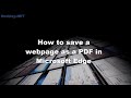 How to Save a Webpage as a PDF in Microsoft Edge