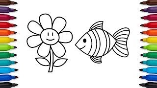 Rainbow Fish Colouring and Drawing For Children - Coloring Pages Videos For Kids