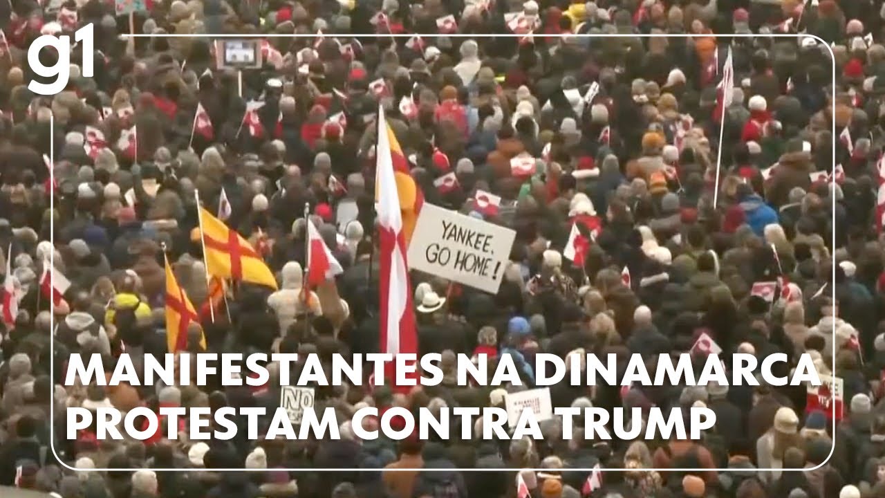 Jornal Hoje: Manifestantes na Dinamarca protestam contra ameaças de Trump