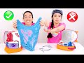 DESAFIO MUITO VS POUCO DE SLIME COM COLA BRANCA ★ Troca de Lancheiras de Ingredientes com a Mamãe