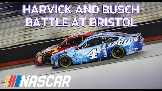 Dogfight: Kevin Harvick and Kyle Busch battle in an intense final 25 laps at Bristol | NASCAR