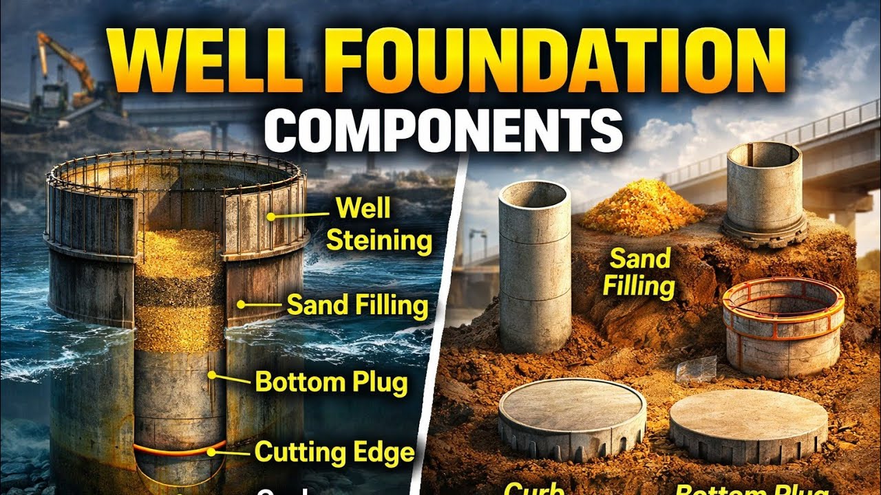 👉 Well Foundation in Bridge Construction 🔥 | Full Process, Components ...