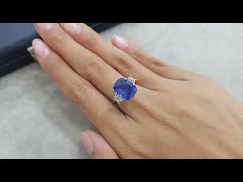 Unheated sapphire cushion cut 6.43 ct from Sri Lanka Video  № 5