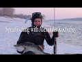 Winter spearfishing in Russia.