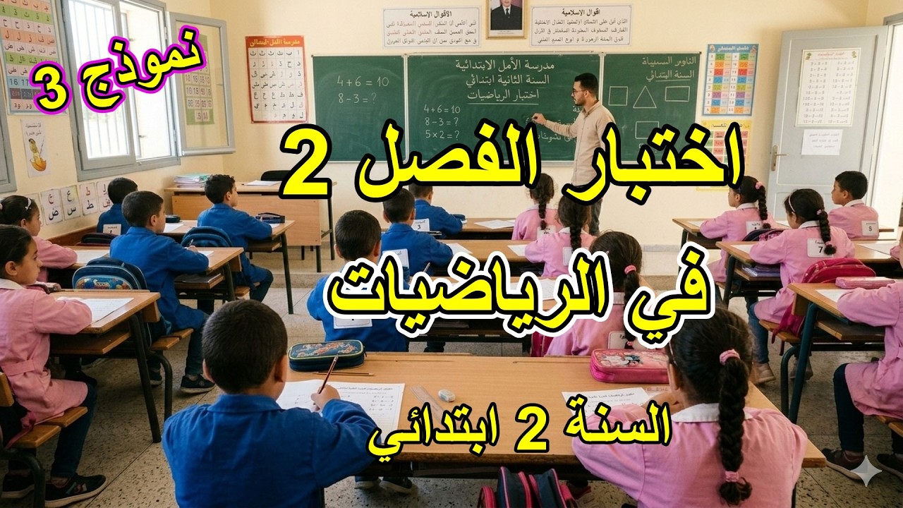 اختبار الفصل 2 في الرياضيات السنة الثانية ابتدئي