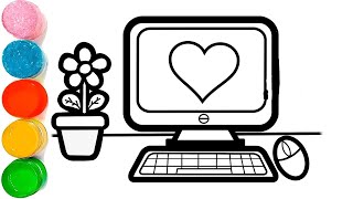 How To Draw Computer 🖥️ Drawing | Easy Computer Drawing For Kids | Desktop Computer Drawing Easy