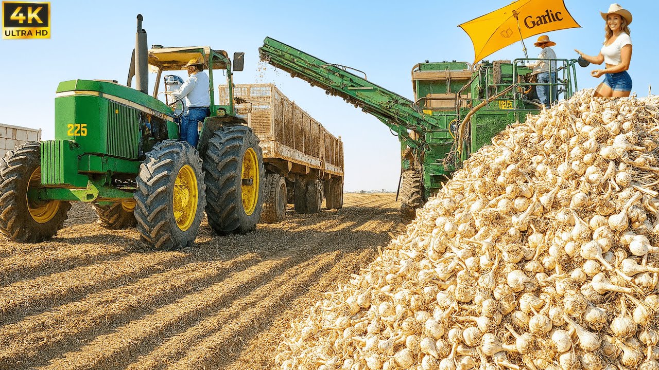 How Million Tons of Garlic Are Harvested & Processed – Incredible Garlic Farming