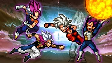 Gogeta UEI OP & Vegito UEI OP VS DBS Goku V3.5 OP(All Form) & TND Vegeta Ultra Ego in #mugen Jus