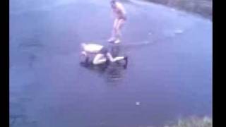 Russian Guys Diving Into A Frozen Pond
