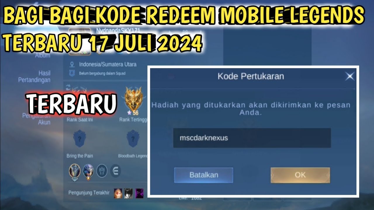 Bagi Bagi Kode Redeem Mobile Legend Terbaru 17 Juli 2024 - YouTube