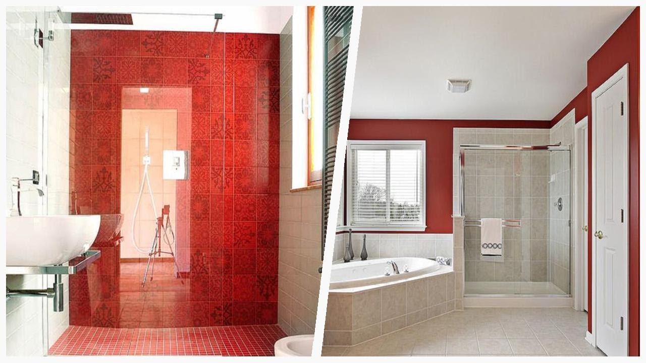 75 Red Porcelain Tile Bathroom Design Ideas You'll Love 🌈 YouTube