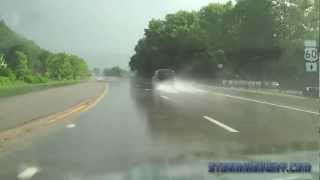 HD dashcam: hydroplaning and bumping the center divider