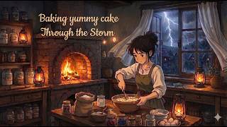 “ Baking a delicious Cake in Thunderstorm 🍰⚡ | Cozy Ghibli ASMR in a Wild Storm Night” #ghiblistyle.