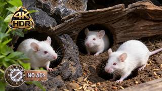 [NO ADS] CAT TV 🐭 Busy White Mice & Real Nature Scenes | 4K HDR 60FPS - Cat Therapy