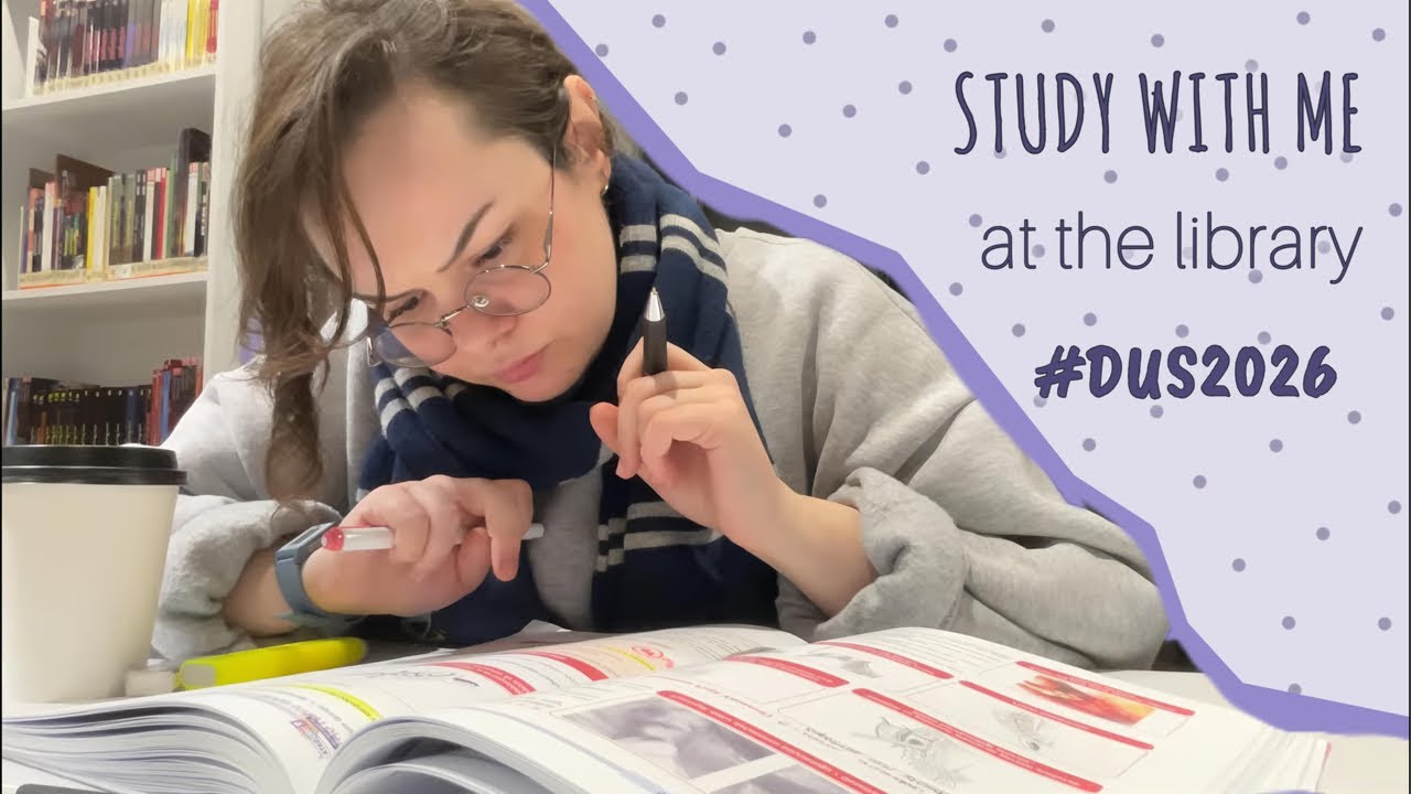 Benimle kütüphanede #DUS çalış! #studywithme  at the library | ortam sesli | background noise
