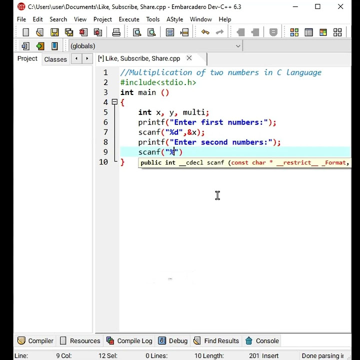 Multiplication of two numbers in c programming. #coding #programming # ...